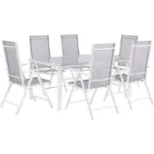 Beliani Ensemble De Jardin 6 Places En Aluminium Gris Catania