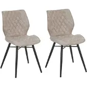 Beliani Ensemble de 2 chaises rembourrées beiges avec pieds en métal noir pour salle à manger style industriel moderne