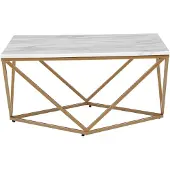Beliani Table basse beige avec or 80 x 80 cm cadre métallique aspect marbre forme géométrique carré moderne