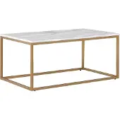 Beliani Table basse beige or 60 x 100 cm plateau rectangulaire en MDF aspect marbre moderne