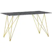 Beliani Table À Manger Effet Marbre Noir Et Dorée 140 X 80 Cm Kenton