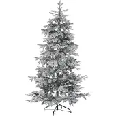 Beliani Arbre de Noël artificiel blanc 180 cm, recouvert de neige, support de Noël en métal noir