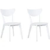 Beliani Lot de 2 chaises de salle à manger, plateau en MDF blanc et pieds en bois, dossier arrondi, style scandinave