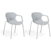 Beliani Lot de 2 chaises grises avec assise en plastique avec accoudoirs et pieds en métal pour salle à manger