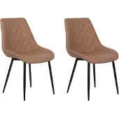 Beliani Ensemble de 2 chaises de salle à manger Eco leather Brown Maribel