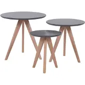 Beliani Ensemble de 3 tables basses, plateau MDF gris-brun, rondes, style moderne