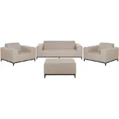 Beliani Salon De Jardin 5 Places En Tissu Beige Et Pieds Noirs