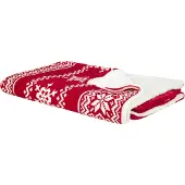Beliani Plaid Réversible Rouge Et Blanc 150 X 200 Cm Motif Noël Vantaa