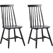 Beliani Sada de 2 chaises de salle à manger noires en bois, style rétro scandinave, pour jardin