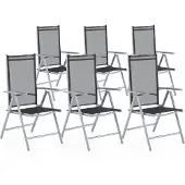 Beliani Chaises de jardin noires set de 6 pièces en aluminium réglables modernes