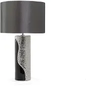Beliani Lampe de table Noir et argent Pied en porcelaine Abat-jour en tissu Noir Câble avec interrupteur Style moderne minimaliste glamour