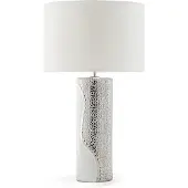 Beliani Lampka lampe de table, porcelaine de nuit blanc argenté AIKENAS (E27)