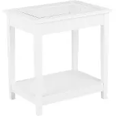 Beliani Table basse blanche MDF 60 x 57 x 40 cm plateau en verre avec étagère table de nuit style rustique moderne salon chambre à coucher