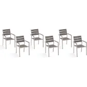 Beliani Chaise de jardin set de 6 pieds en métal en bois synthétique gris, empilable moderne