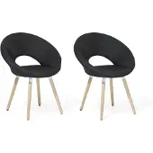 Beliani Lot de 2 chaises, pieds en bois rembourrés noirs pour salon et salle à manger style rétro transitionnel