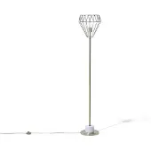 Beliani Lampadaire laiton métal 160 cm lampe à ampoule lampe en forme de diamant aspect marbre câble avec interrupteur lampe à arc design moderne