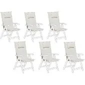 Beliani Lot De 6 Coussins En Tissu Blanc Crème Pour Chaises De Jardin Toscana/Java