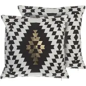 Beliani Lot de 2 coussins COLEUS Coton 45 x 45 cm Géométrique Noir