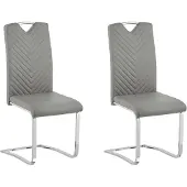 Beliani Lot de 2 chaises de salle à manger en simili-cuir gris, console rembourrée à dossier haut, bureau, salle de conférence