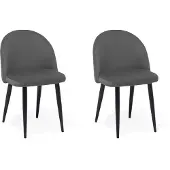 Beliani Lot de 2 chaises de salle à manger tapisserie velours gris design rétro moderne pieds noirs inclinés cuisine salle à manger