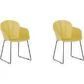 Beliani Ensemble de 2 chaises de salle à manger, plastique jaune, pieds en métal noir, moderne