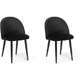 Beliani Lot de 2 chaises de salle à manger tapisserie velours noir design moderne rétro pieds noirs inclinés cuisine salle à manger