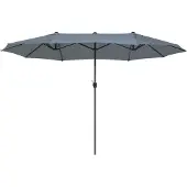 Beliani Grand Parasol Xl Avec Toile Gris Anthracite 270 X 460 Cm Sibilla