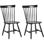 Beliani Lot de 2 chaises de salle à manger rustiques à haut dossier, en caoutchouc noir, peintes, pour le salon