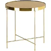 Beliani Table pliante en verre doré et brun doré métal rond ø 40 cm classique élégante multifonctionnelle salon