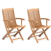 Beliani Jeu de chaises de jardin composé de 2 chaises en bois d'acacia marron clair avec accoudoirs comprenant des coussins pliants pour balcon