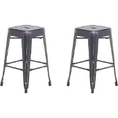 Beliani Trend set de 2 tabourets de bar en métal noir/doré 60 cm industriel
