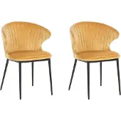 Beliani Ensemble de 2 chaises de salle à manger en velours jaune Augusta Lumarko