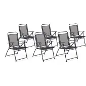 Beliani Lot de 6 chaises de jardin pliantes en résille, structure en acier noir, mobilier d'extérieur
