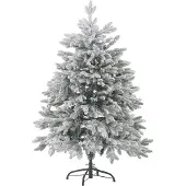 Beliani Arbre de Noël artificiel blanc PVC base métal 120 cm, neige, style scandinave