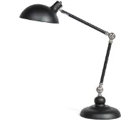 Beliani lampe de bureau noir structure métallique et abat-jour réglable long câble avec interrupteur look industriel