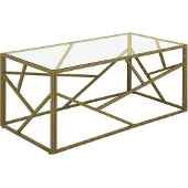 Beliani Table basse en métal doré avec plateau en verre au design géométrique Glam
