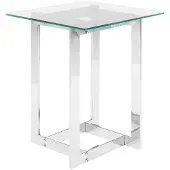 Beliani Table basse argent transparent 40 x 40 cm plateau en verre cadre en métal brillant carré poli moderne