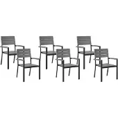 Beliani Ensemble de 6 chaises de jardin en aluminium gris et bois synthétique, style moderne