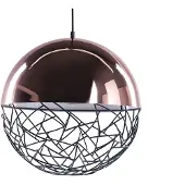 Beliani Lampe à suspendre Cuivre Métal Abat-jour en forme de boule avec aspect résille en noir Style minimaliste