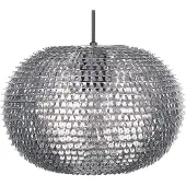 Beliani Suspension métal argenté abat-jour ovale avec paillettes optiques en forme de boule disco charmante