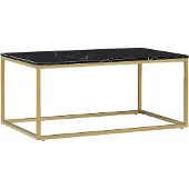 Beliani Table basse Plateau gris avec effet béton, cadre rectangulaire en métal noir 100 x 60 cm pour salon de style industriel