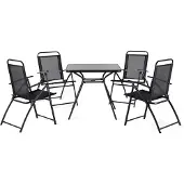 Beliani Ensemble de meubles de jardin acier noir 4 places LIVO (80 x 80 x 72 cm)