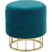 Beliani Pouf ELGIN Bleu paon Velours