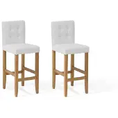 Beliani Lot de 2 tabourets de bar en simili cuir blanc crème avec dossier Salle à manger Cuisine Tapissée Moderne