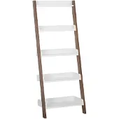 Beliani Bibliothèque 5 Étagères Bois Foncé-Blanc Mobile Trio