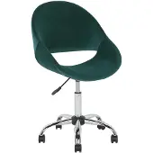 Beliani Chaise de bureau à roulettes, verte velours, pivotante et réglable en hauteur