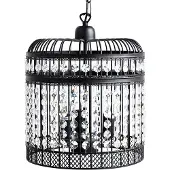 Beliani Lampe suspendue à 3 lampes en fer noir avec cristaux en verre acrylique et treillis style cascade glamour