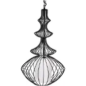 Beliani Lampe à suspension, abat-jour en métal noir avec grille. Vue de l'ampoule. Design en cascade. Aspect industriel