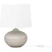 Beliani lampe de table or céramique 51 cm abat-jour tissu blanc forme vase câble avec interrupteur look moderne minimaliste