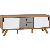 Beliani Meuble Tv Blanc Bois Clair Marron Acton